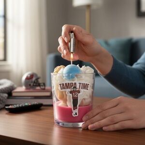 Football Themed TB12 22oz fireside, apple & maple bourbon candle